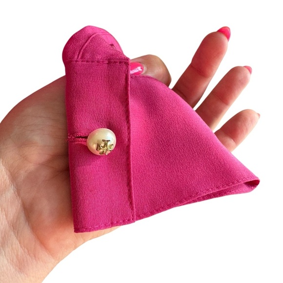 Tory Burch - Jane Ruffle Silk Fuchsia Long Sleeve Dress Sz 4 - Picture 7 of 11